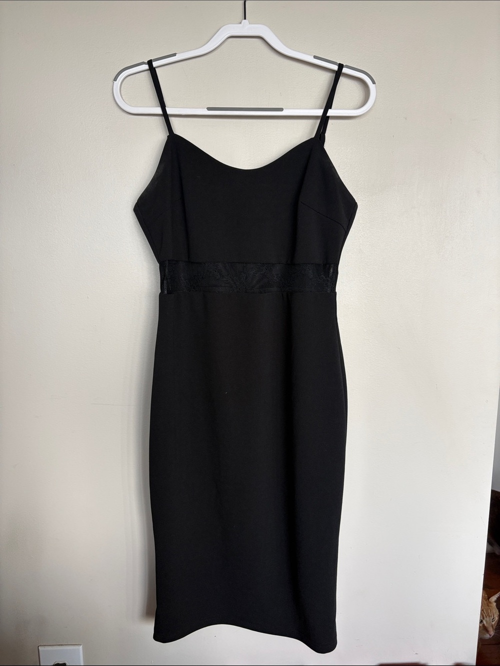 Lulus Black Lace Waist Midi Dress Women’s Large Adjustable Strap Cocktail